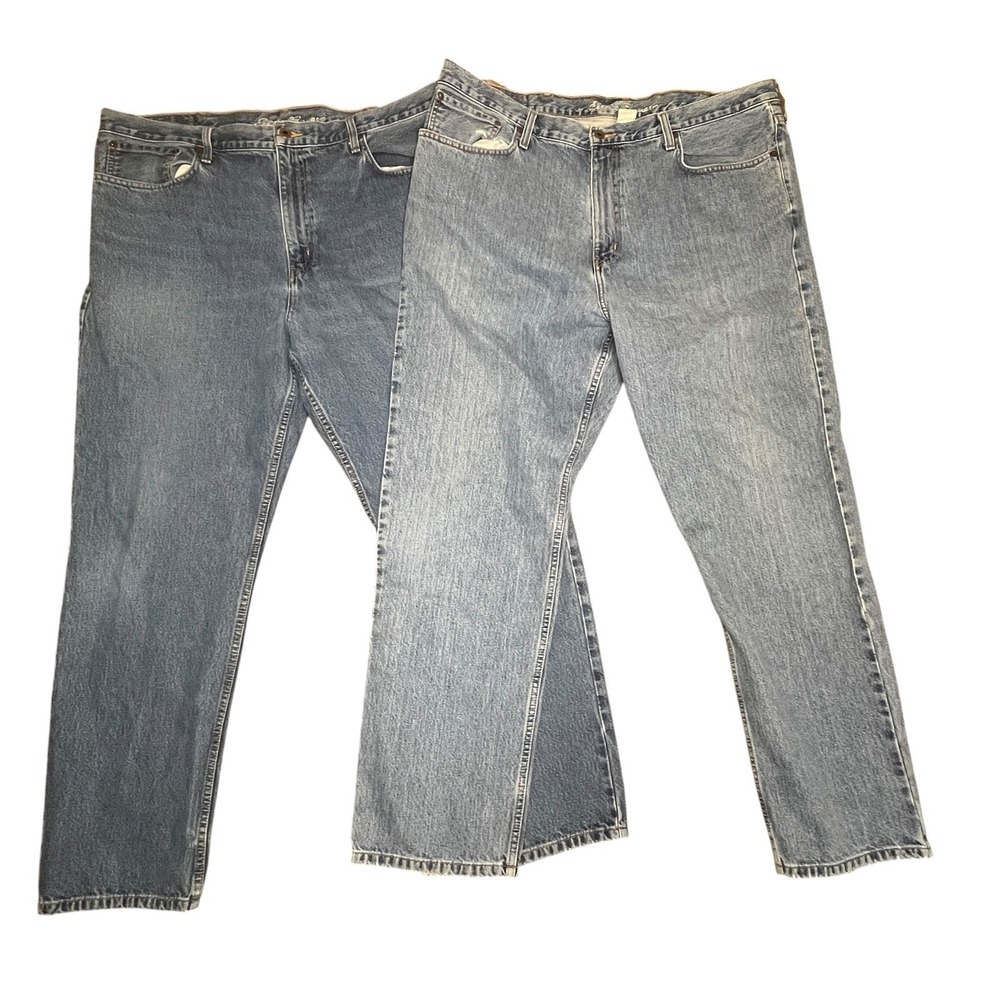 Eddie Bauer Men Jeans Relaxed Fit 42x32 Fit 42x30 Blue Denim Work Pants 2 Pair